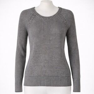 Vtg Y2K American Eagle Womens Gray Ribbed Heritage Long‎ Sleeve Sweater Preppy